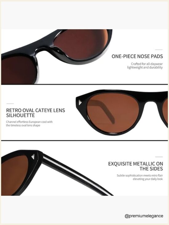 Retro Oval Cat Eye Narrow Sunglasses for Women Men 2026 Trendy Chic
